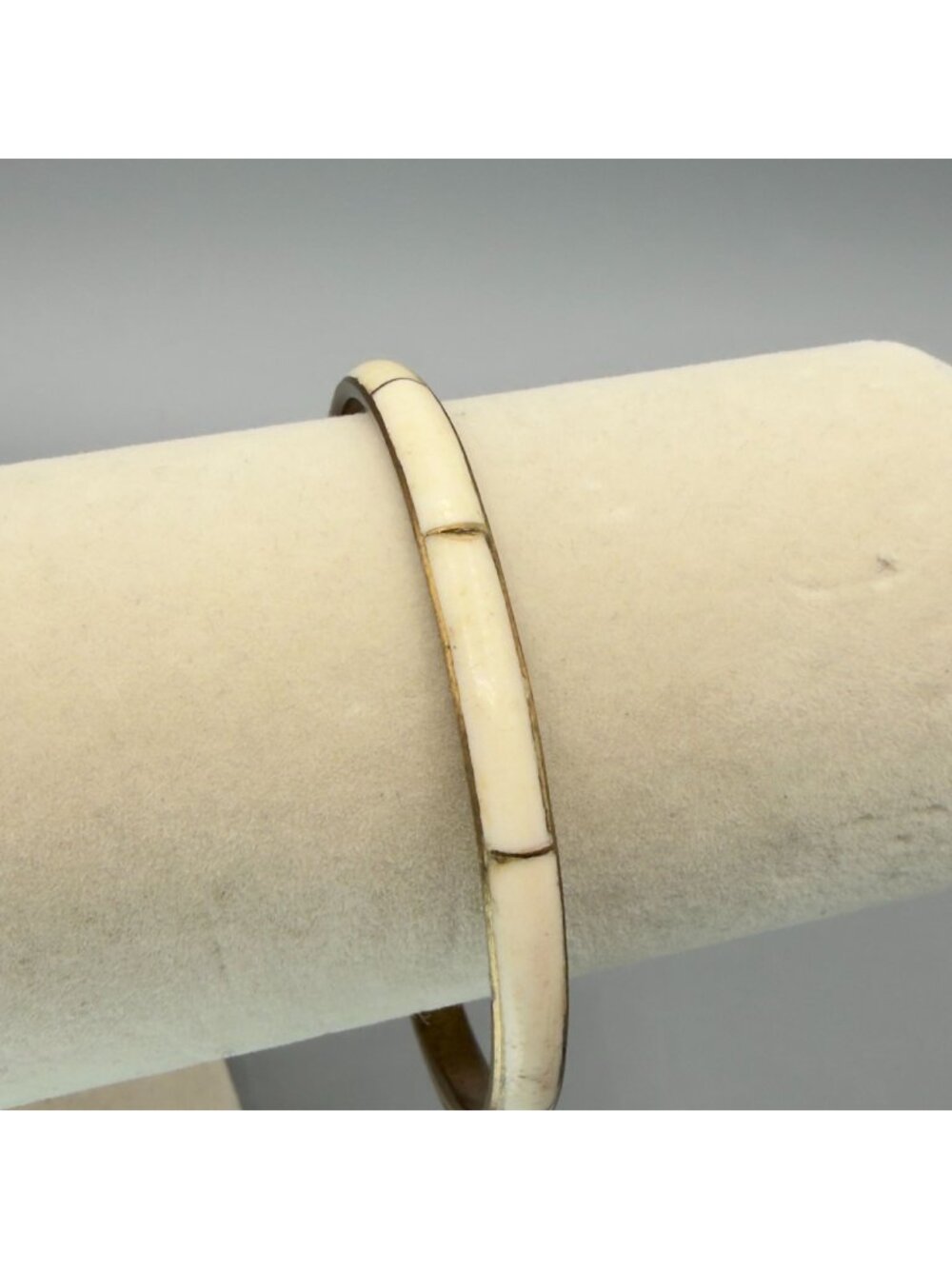 Vintage Mother of Pearl Brass Boho Bangle Bracelet Inlay